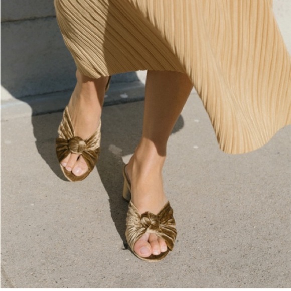 Loeffler Randall Celeste Velvet Mules Heels in Gold Bronze Brown, 8.5 - Picture 1 of 14